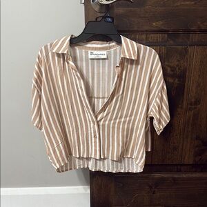 Brown Striped Button-Up Set